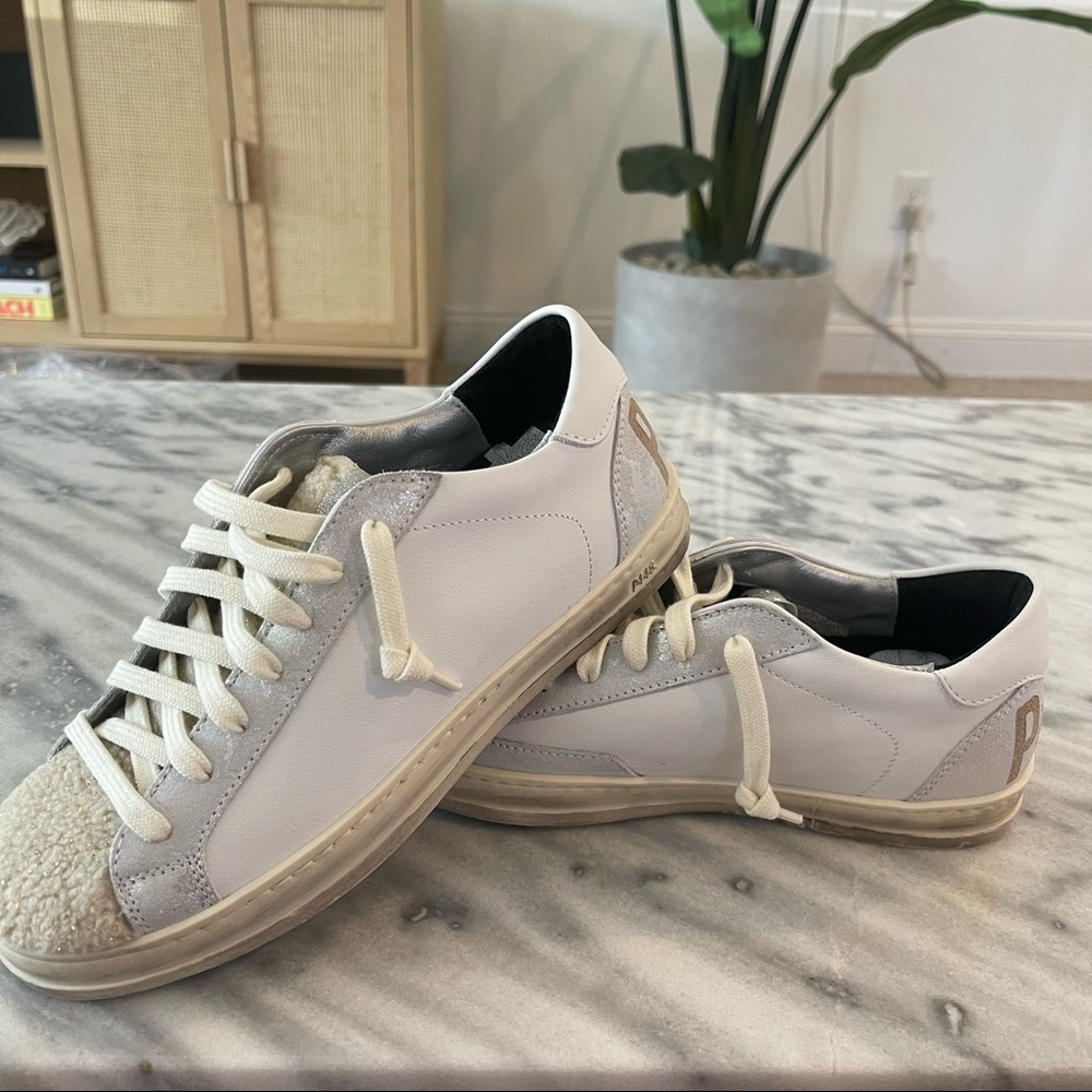 P448 John Sneaker Glitter Fleece Tongue Distressed Sneakers